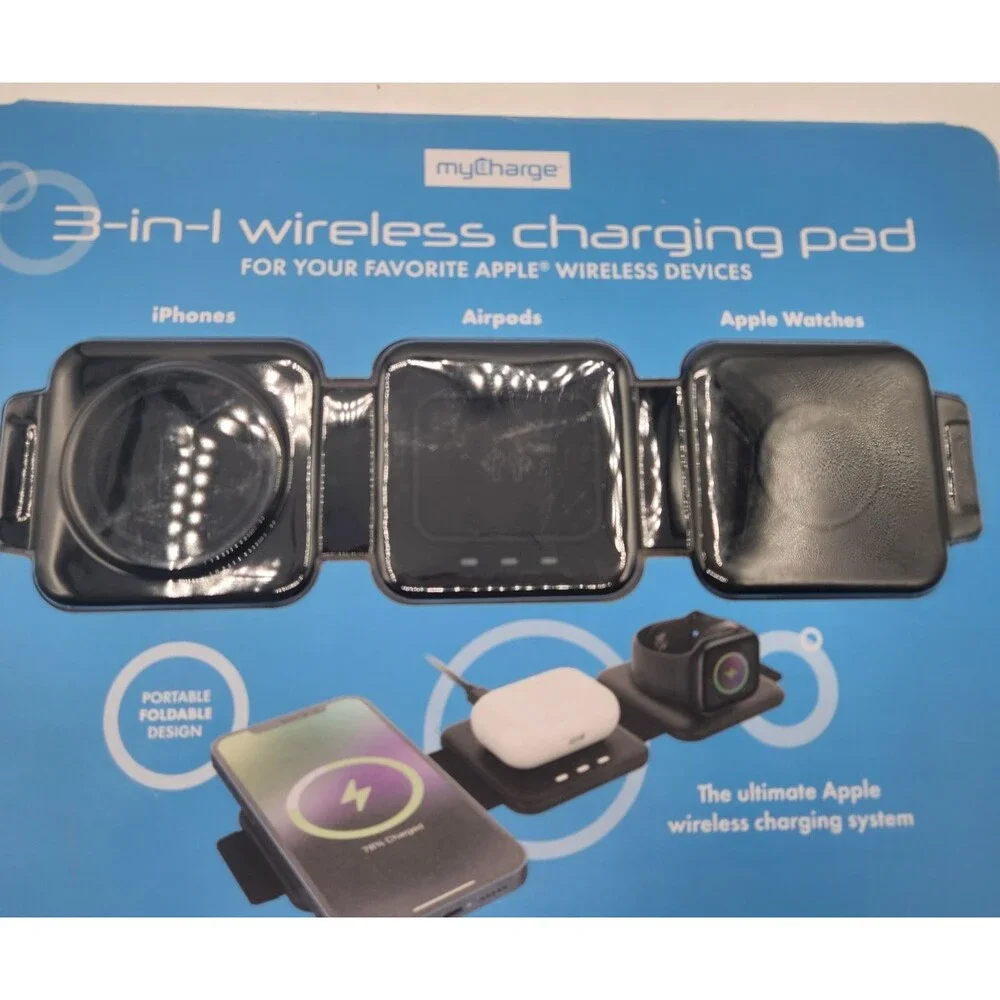 myCharge 3‑in‑1 Folding Wireless Charging Pad iPhone Apple Watch AirPods Sealed